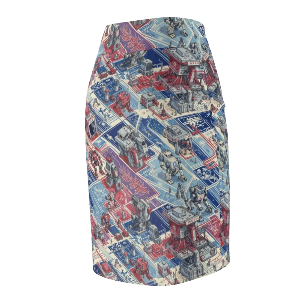 Robot Railyard on Pencil Skirt — Back Side
