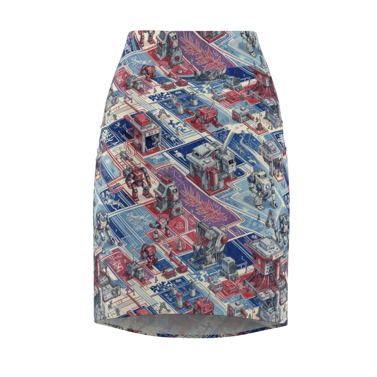 Robot Railyard on Pencil Skirt — Front