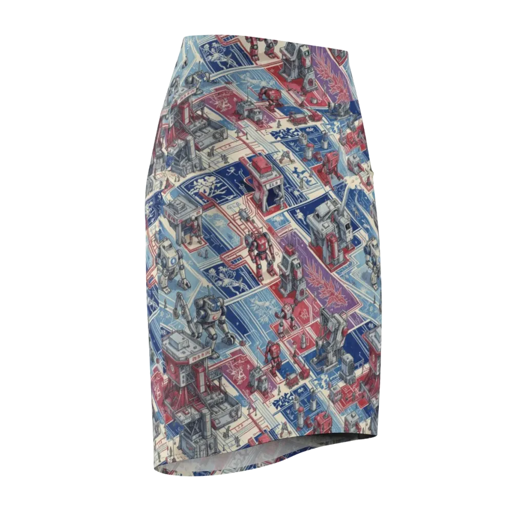 Robot Railyard on Pencil Skirt — Front Side