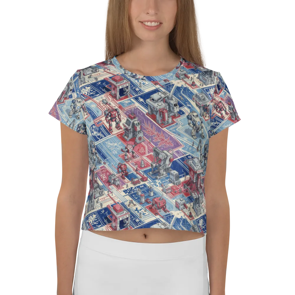 Robot Railyard on Crop Tee — Front