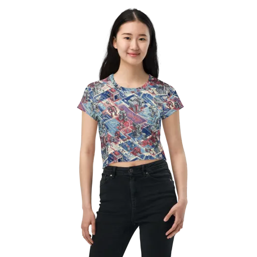 Robot Railyard on a Crop Tee