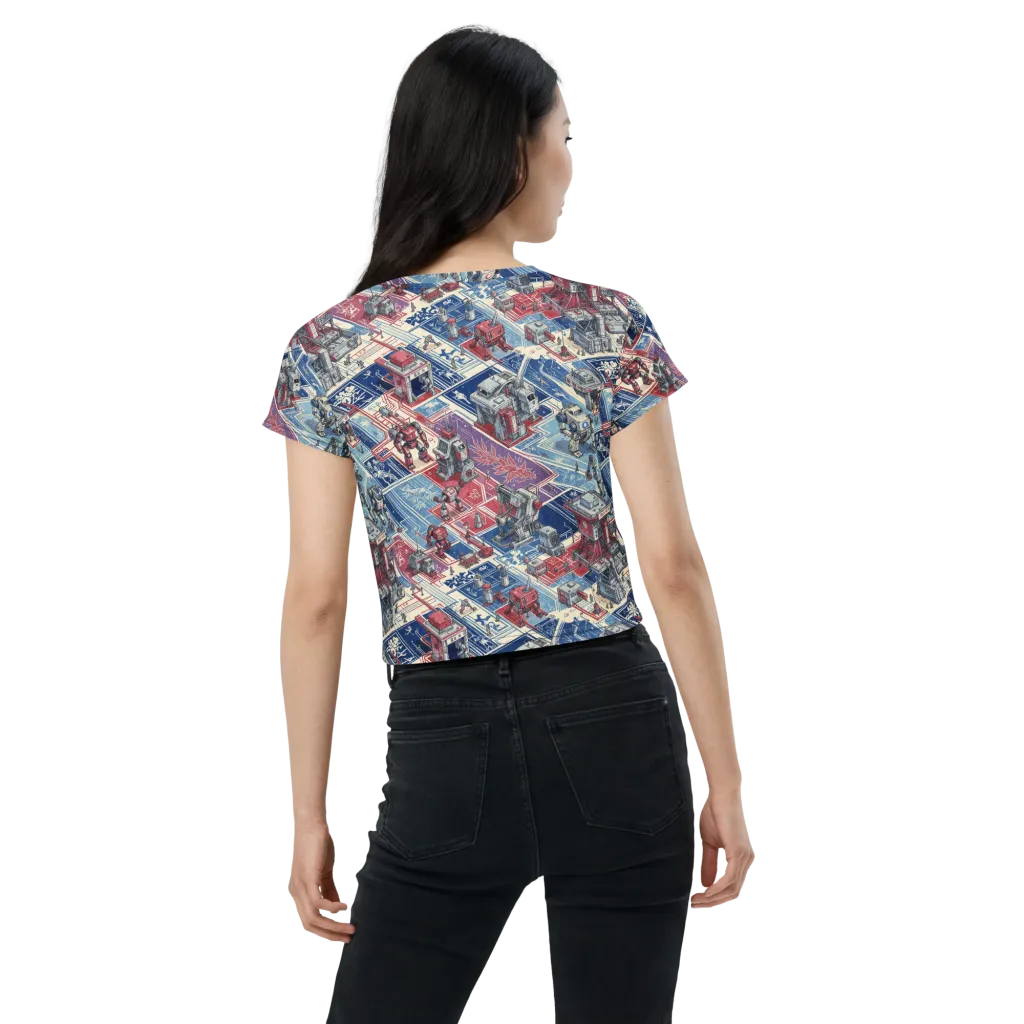 Robot Railyard on Crop Tee — Back
