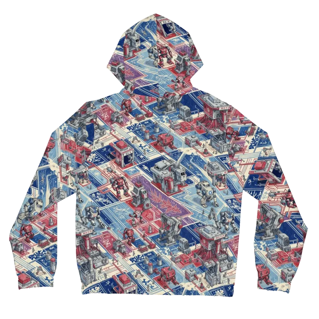 Robot Railyard on Women's Full-Zip Hoodie — Back
