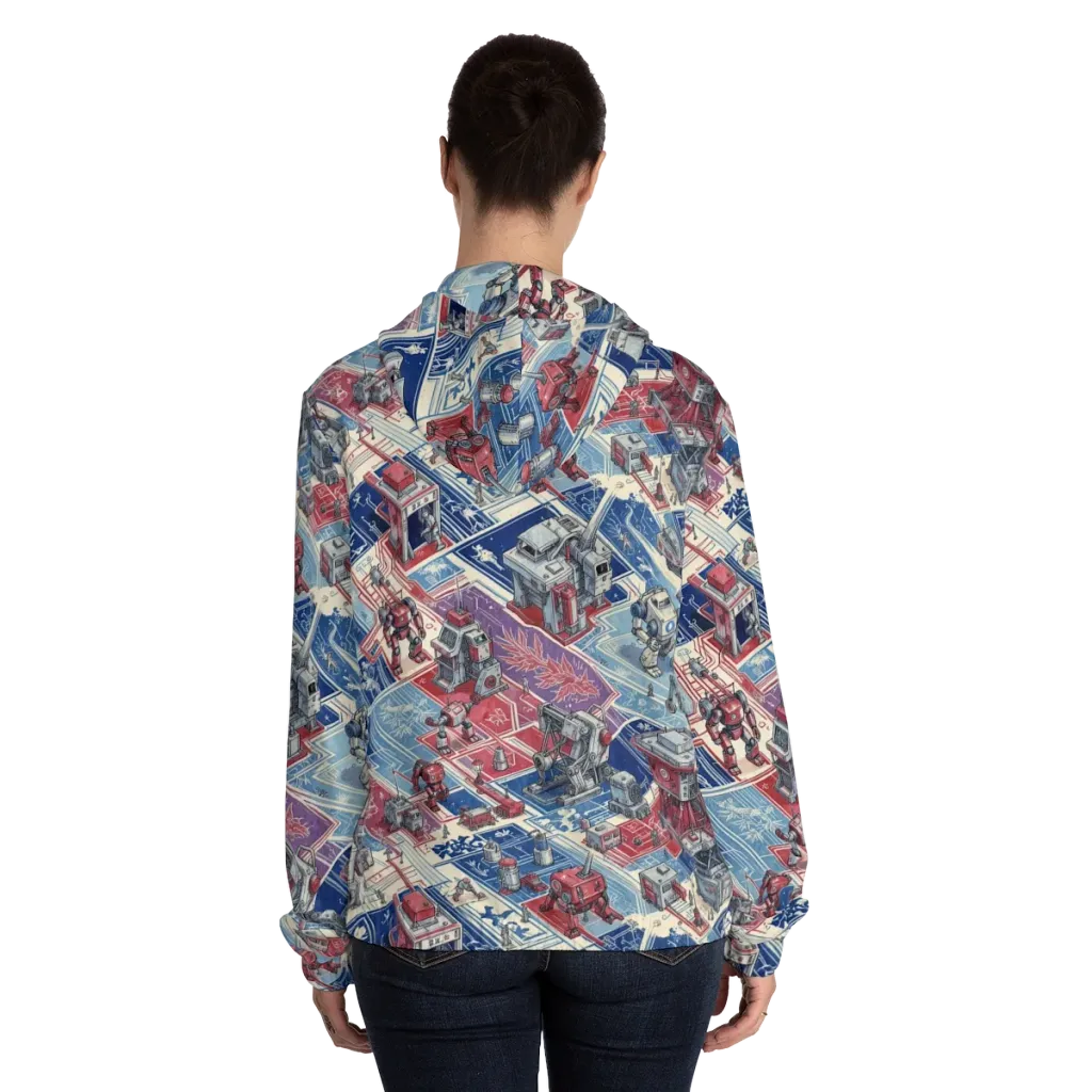 Robot Railyard on Women's Full-Zip Hoodie — Back On Person