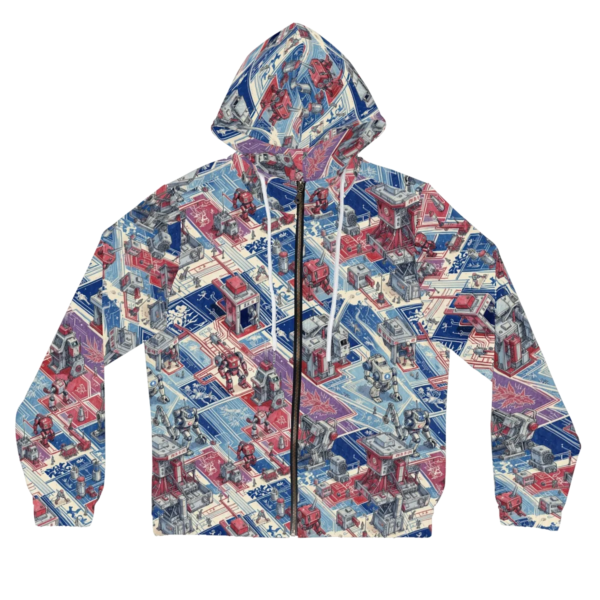 Robot Railyard on Women's Full-Zip Hoodie — Front