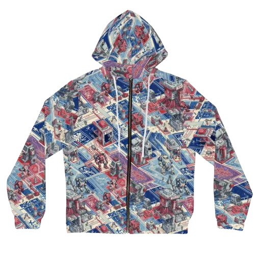 Robot Railyard on a Women's Full-Zip Hoodie