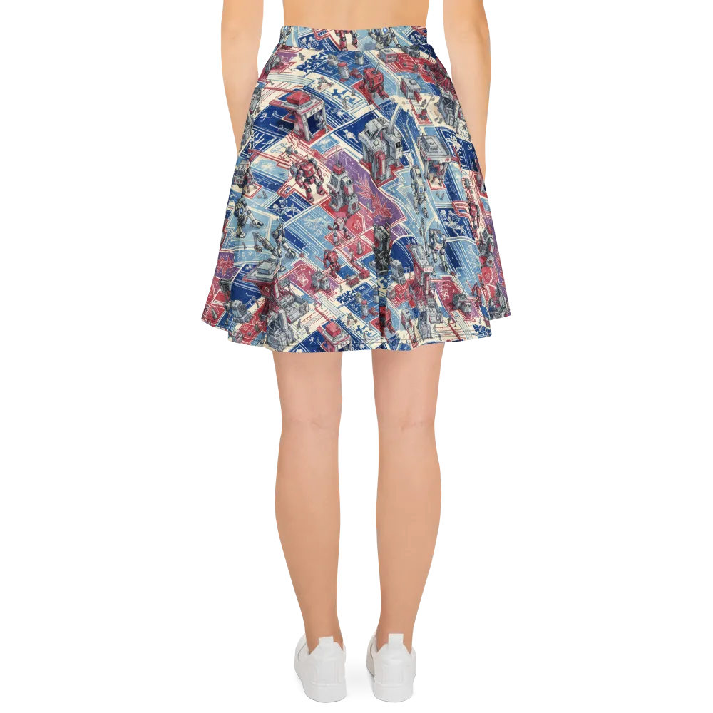 Robot Railyard on Skater Skirt — Back