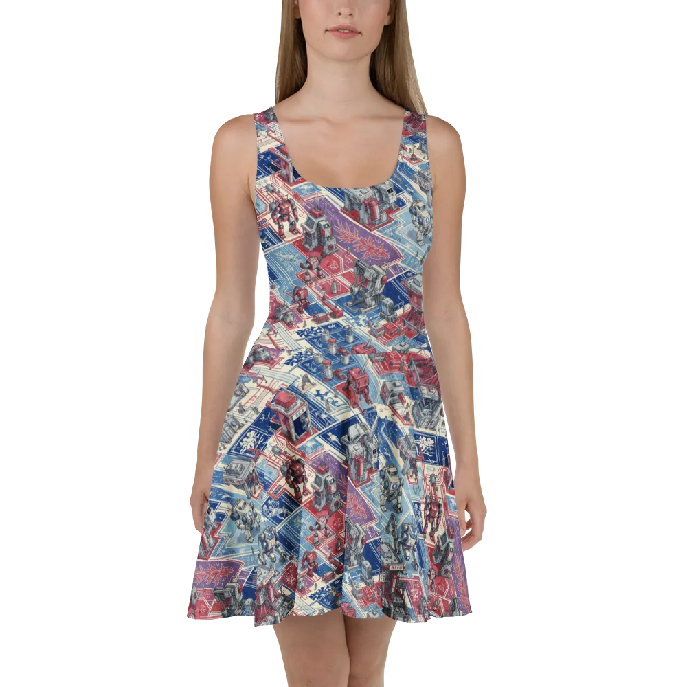 Robot Railyard on Skater Dress — Front