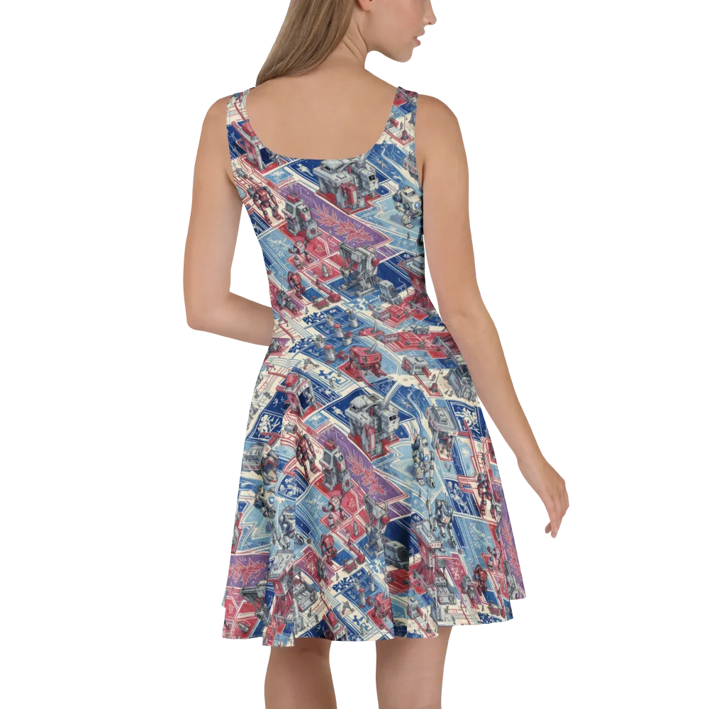 Robot Railyard on Skater Dress — Back