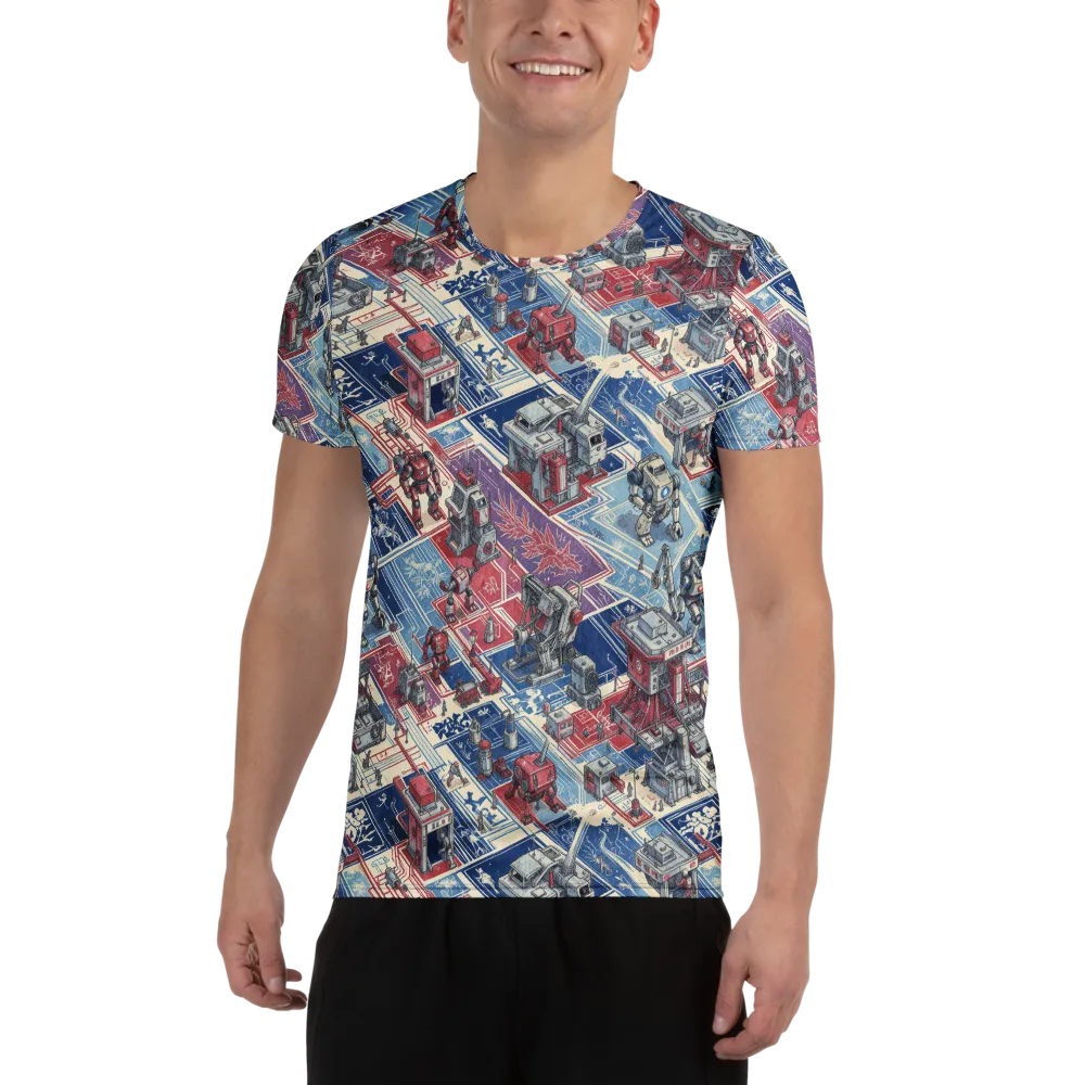Robot Railyard on Men's Athletic T-Shirt — Front