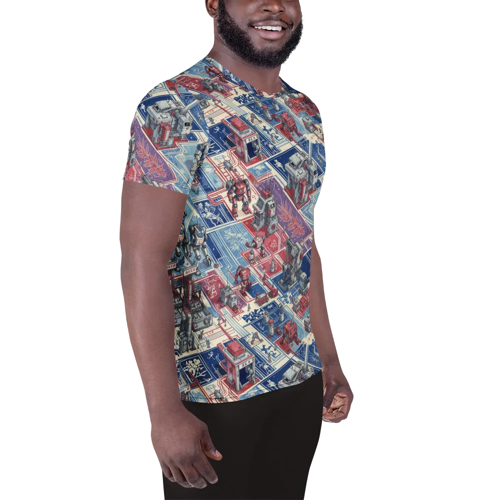 Robot Railyard on Men's Athletic T-Shirt — Right