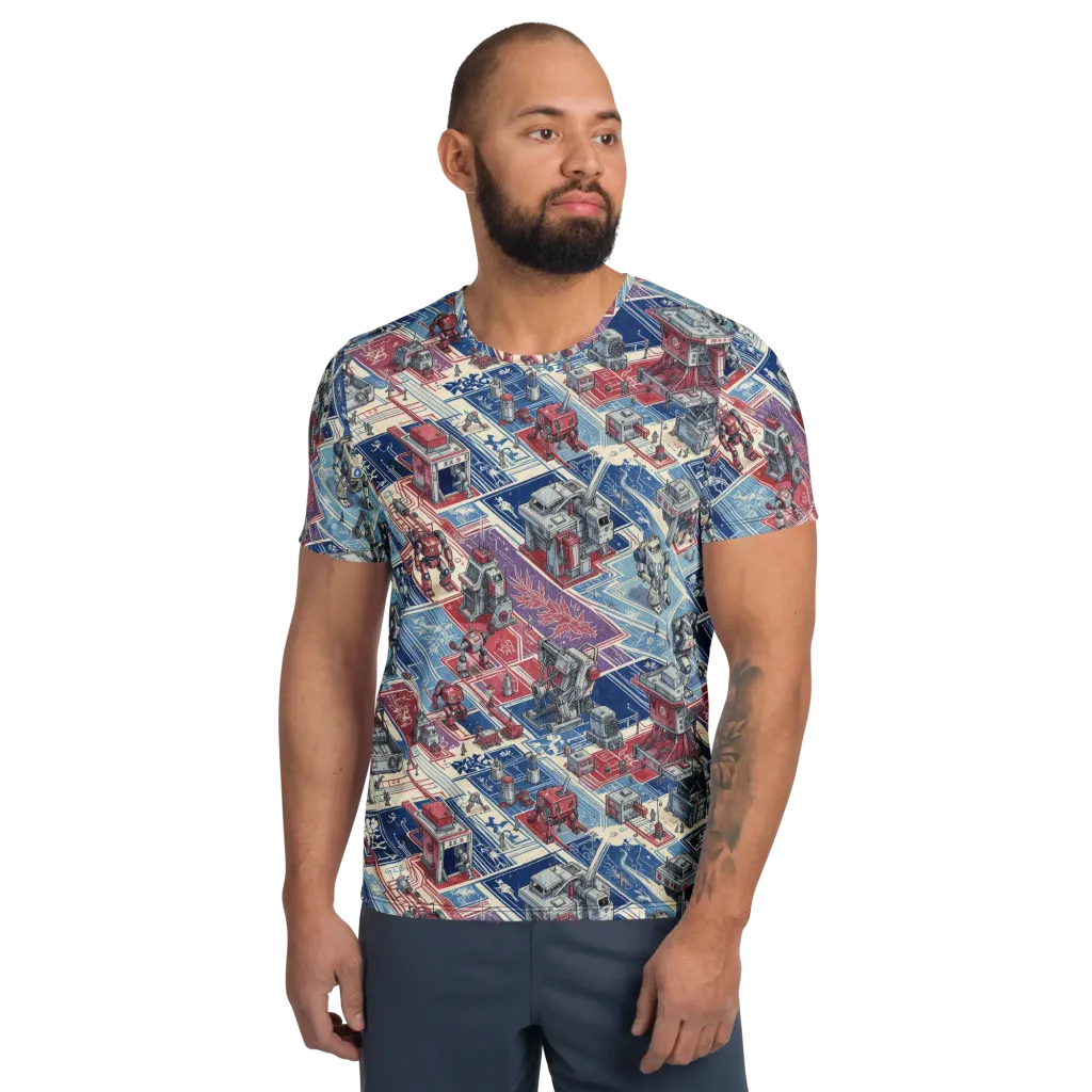 Robot Railyard on Men's Athletic T-Shirt — Front