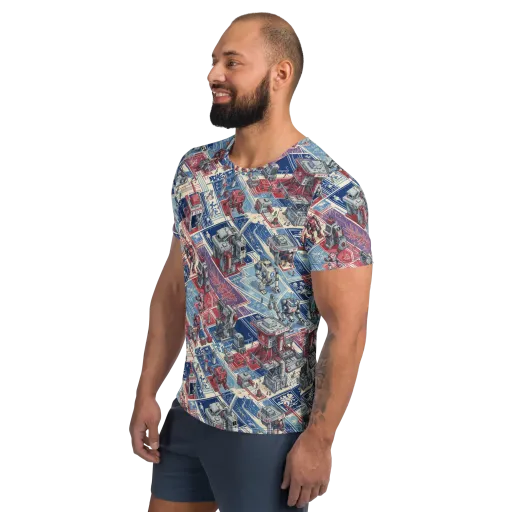 Robot Railyard on a Men's Athletic T-Shirt