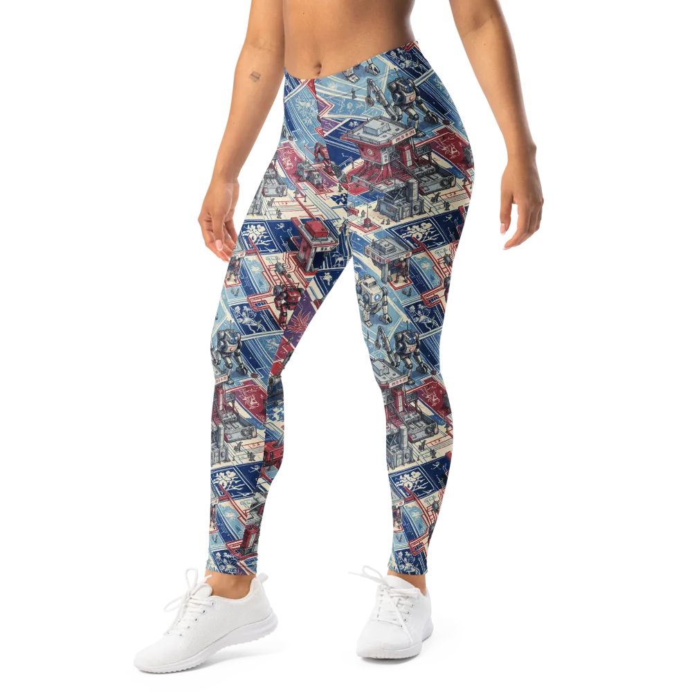 Robot Railyard on Leggings — Left Front