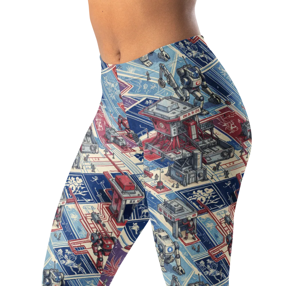 Robot Railyard on Leggings — Left Front