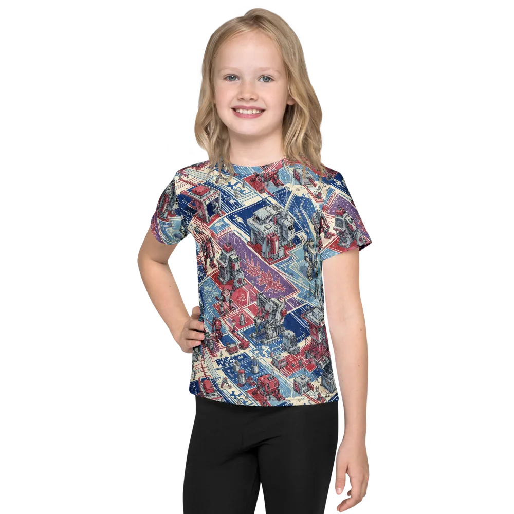 Robot Railyard on Kids Crew Neck T-Shirt — Front