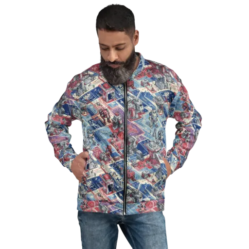 Robot Railyard on a Bomber Jacket