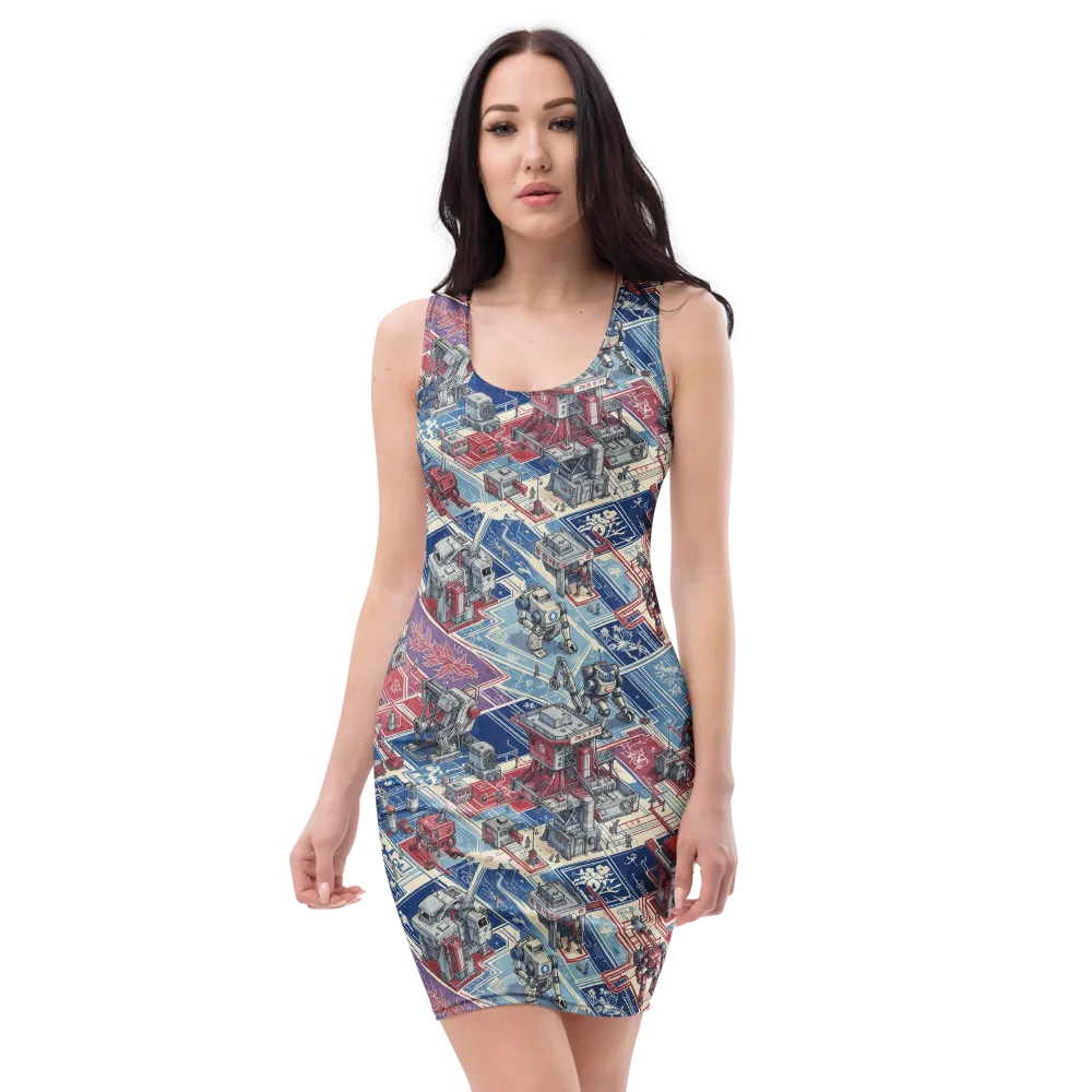 Robot Railyard on Bodycon Dress — Front