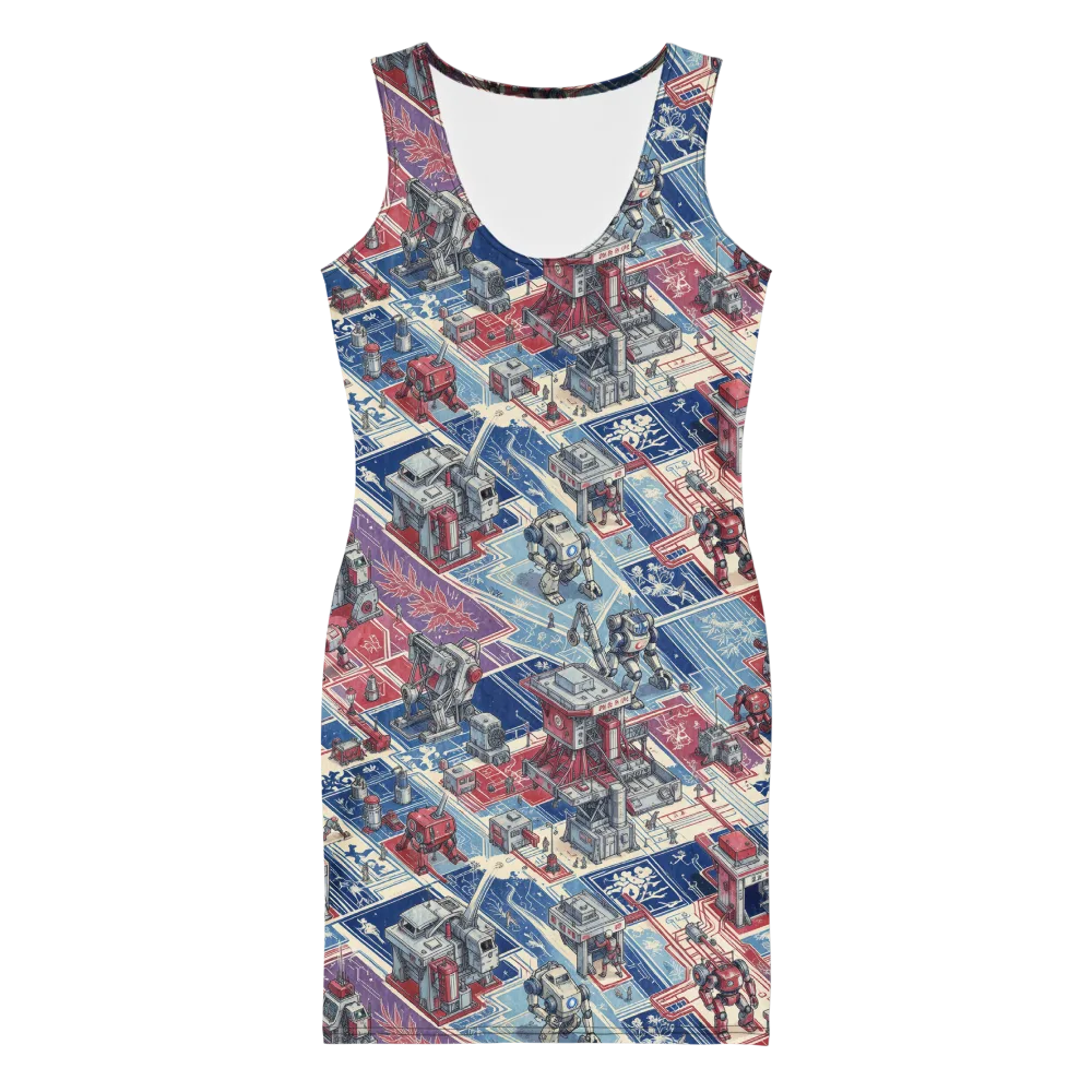 Robot Railyard on Bodycon Dress — Front