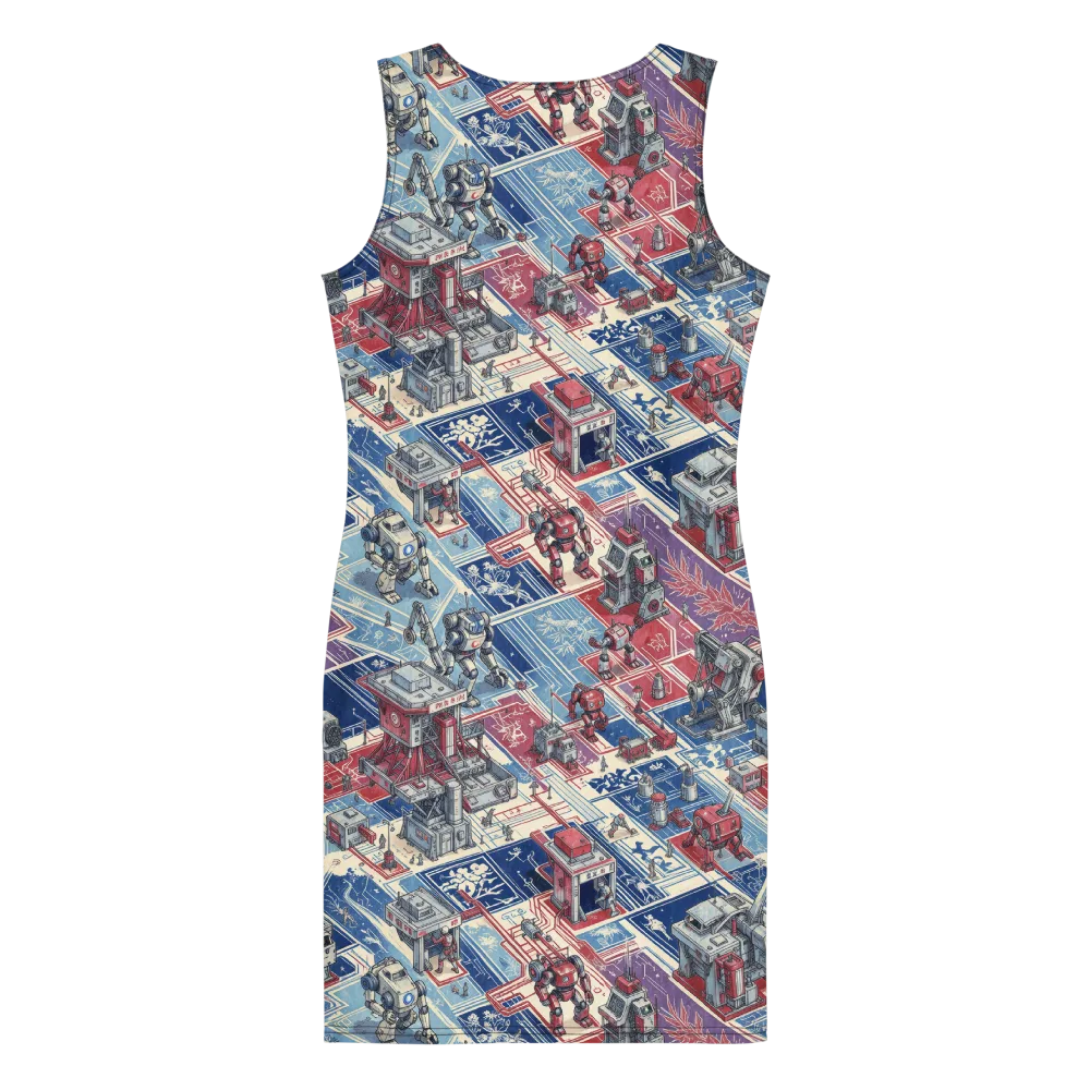 Robot Railyard on Bodycon Dress — Back