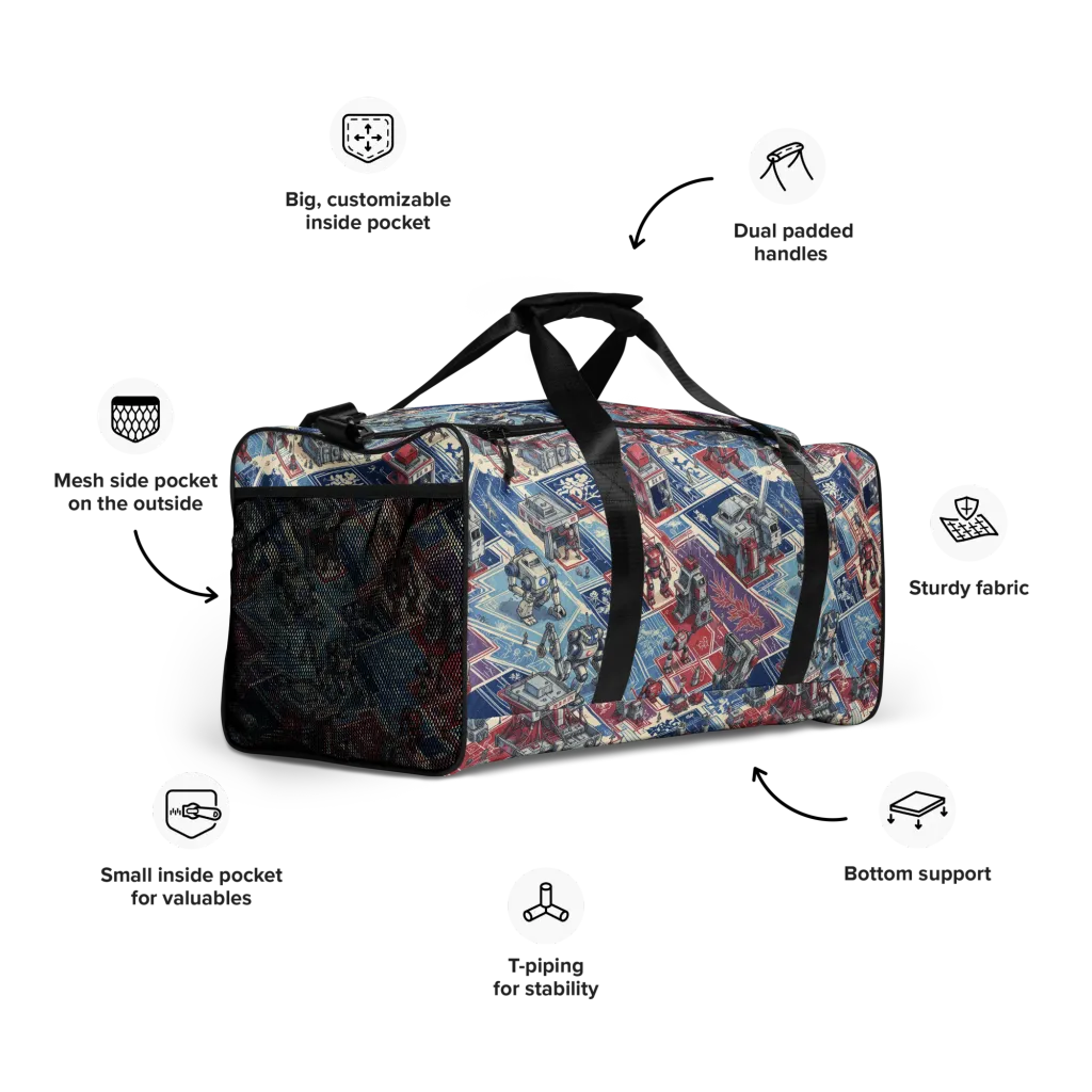 Robot Railyard on Duffle Bag — Right Front