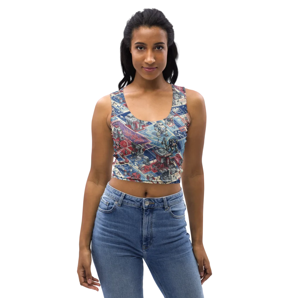 Robot Railyard on Crop Top — Front