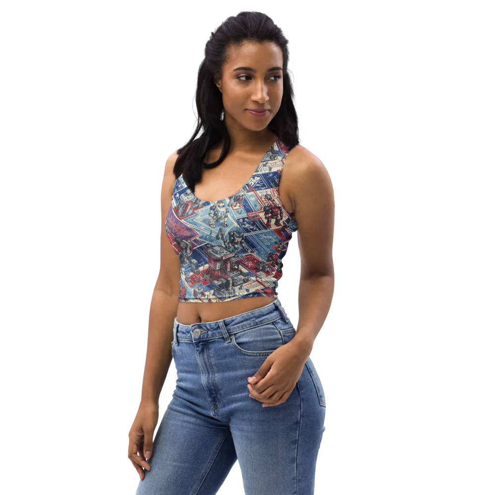 Robot Railyard on Crop Top — Left Front