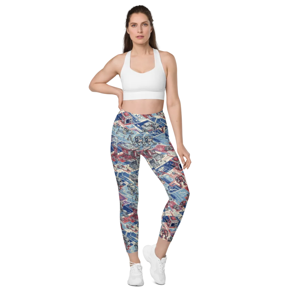 Robot Railyard on Leggings with Pockets — Front