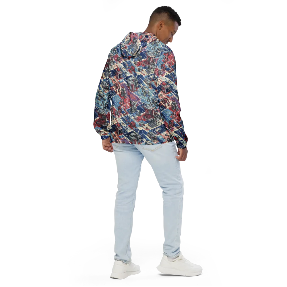 Robot Railyard on Men's Windbreaker — Back
