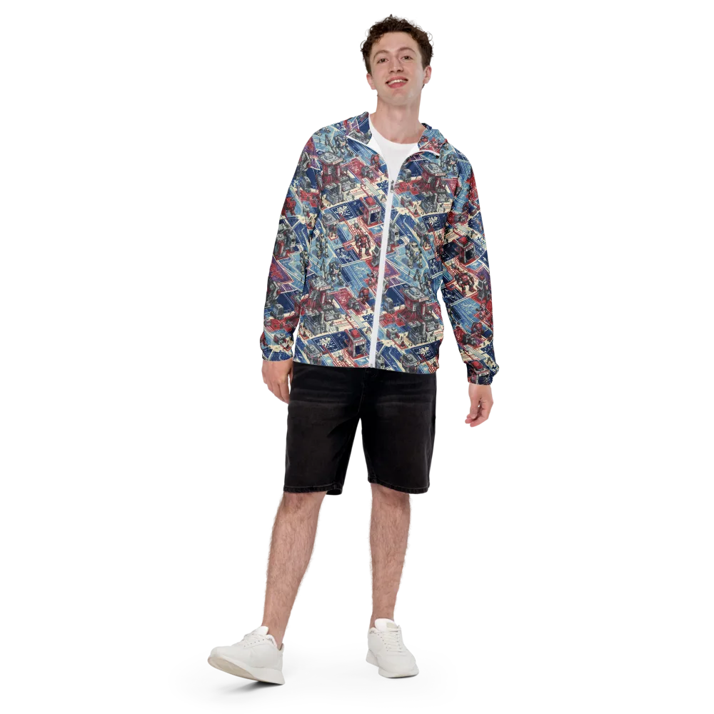 Robot Railyard on Men's Windbreaker — Front
