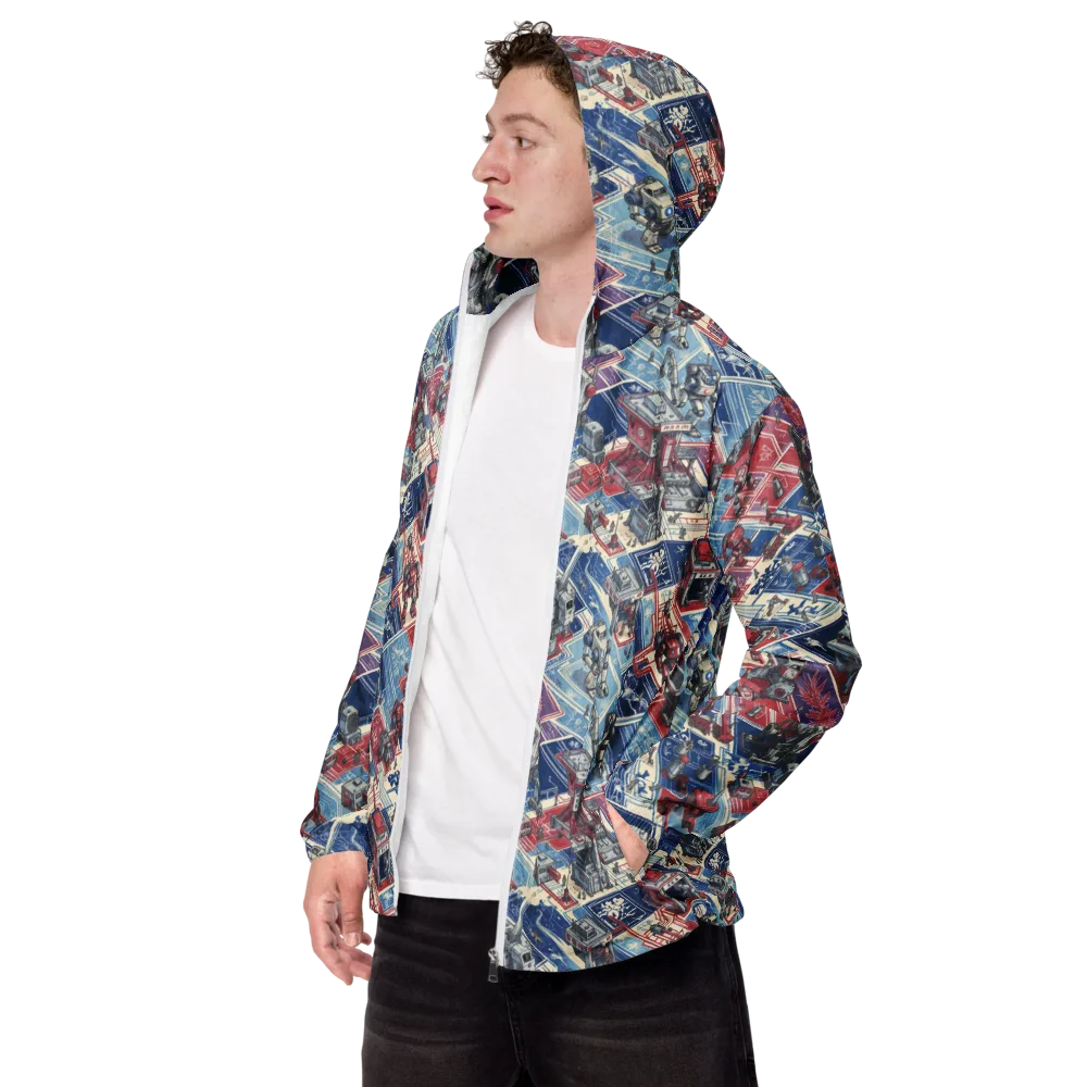 Robot Railyard on Men's Windbreaker — Left Front