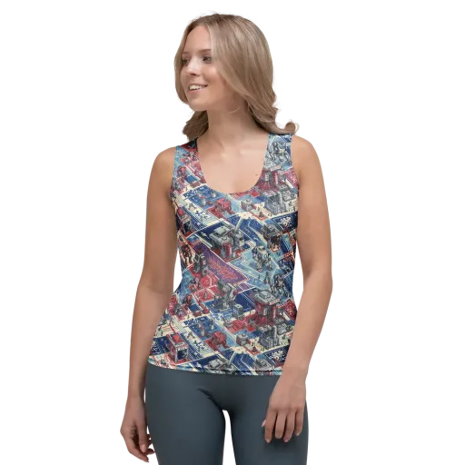 Robot Railyard on a Women's Tank Top