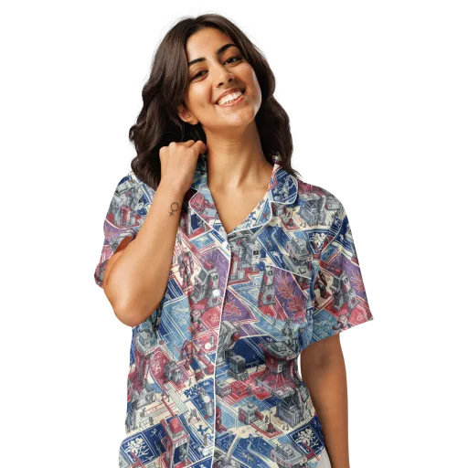 Robot Railyard on a Women's Short Sleeve Pajama Top