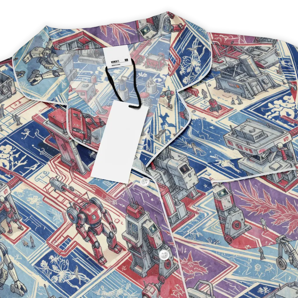 Robot Railyard on Women's Short Sleeve Pajama Top — Product details