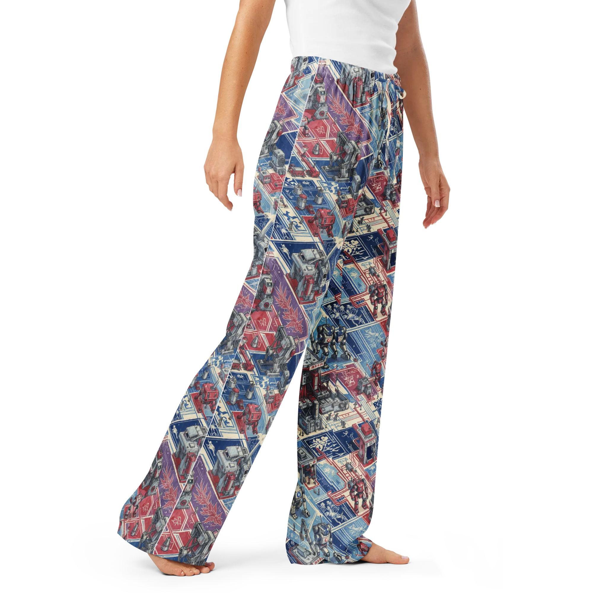 Robot Railyard on Women's Pajama Pants — Right Front