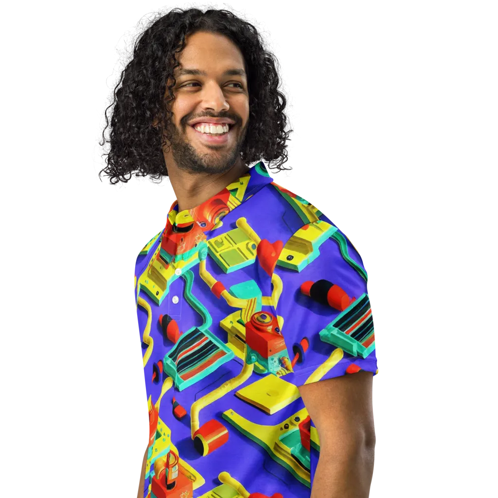 Chromatic Workshop on Men's Slim Fit Polo Shirt — Left Front