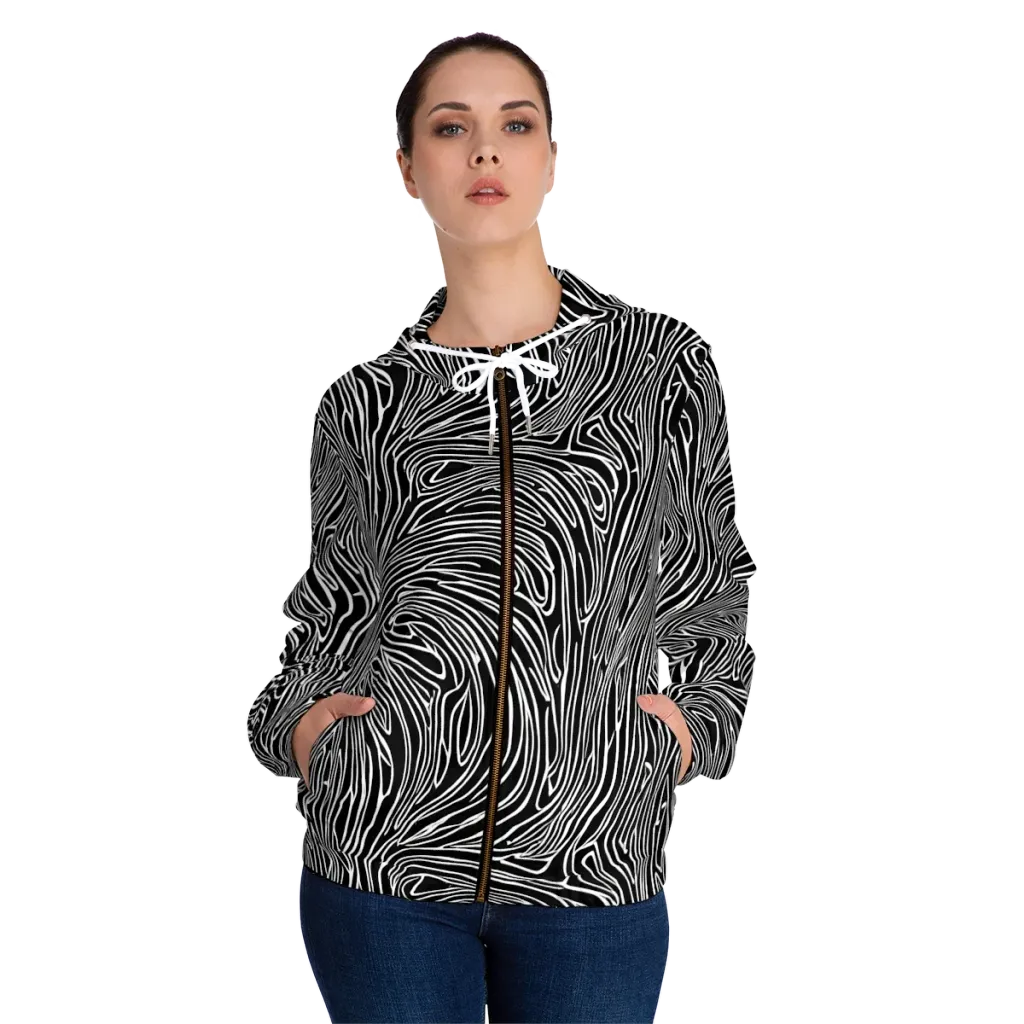 Obsidian Flow on Women's Full-Zip Hoodie — Front On Person