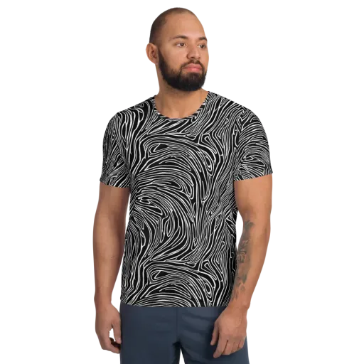 Obsidian Flow on a Men's Athletic T-Shirt