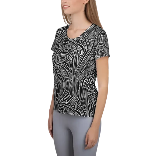 Obsidian Flow on a Women's Athletic T-Shirt