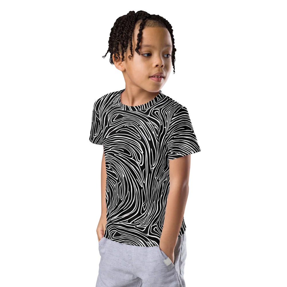 Obsidian Flow on Kids Crew Neck T-Shirt — Left Front