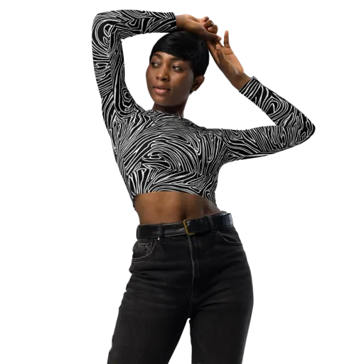 Obsidian Flow on a Long Sleeve Crop Top