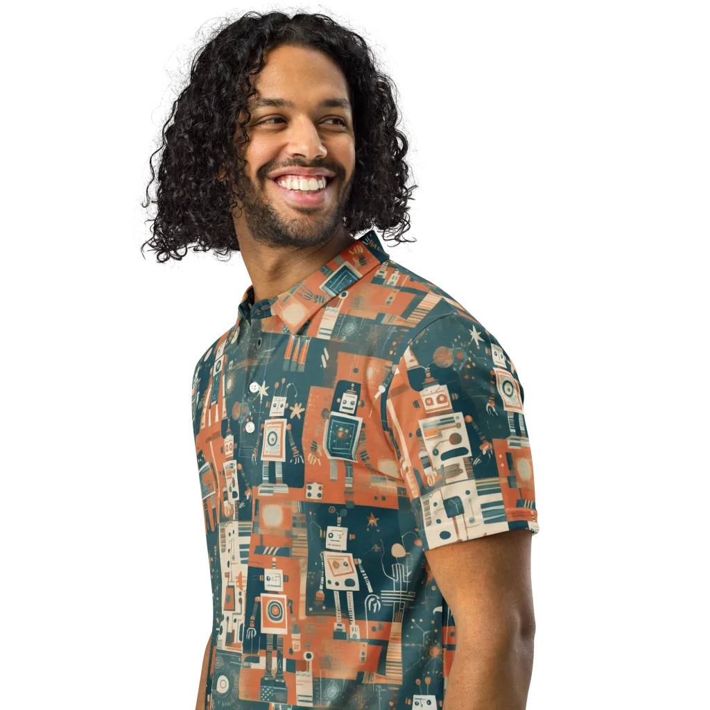 Tomorrow’s Tin Parade on Men's Slim Fit Polo Shirt — Left Front