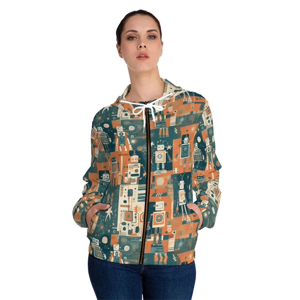 Tomorrow’s Tin Parade on Women's Full-Zip Hoodie — Front On Person