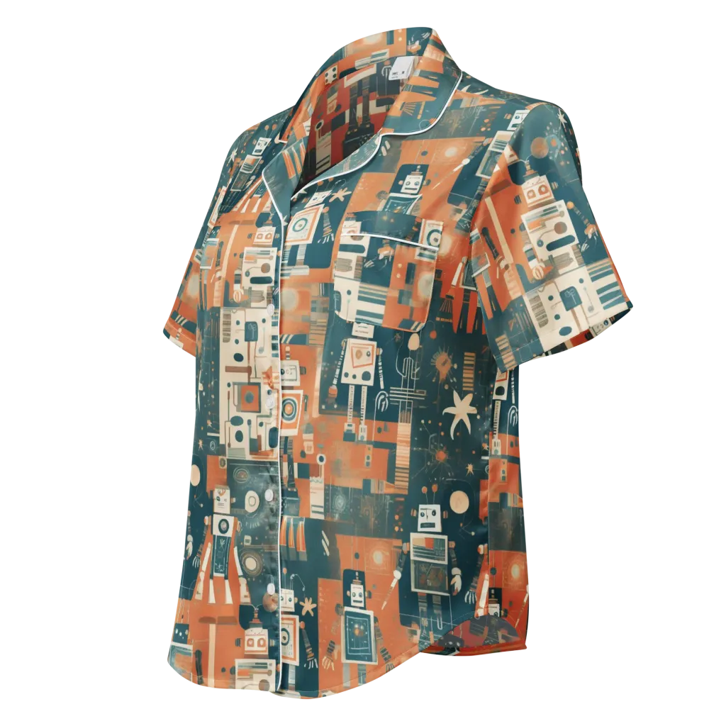 Tomorrow’s Tin Parade on Women's Short Sleeve Pajama Top — Left Front