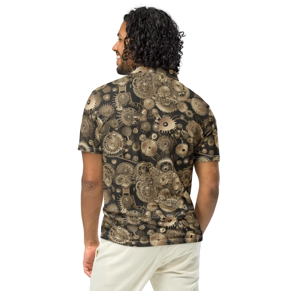 Brasswork Bloom on Men's Slim Fit Polo Shirt — Back