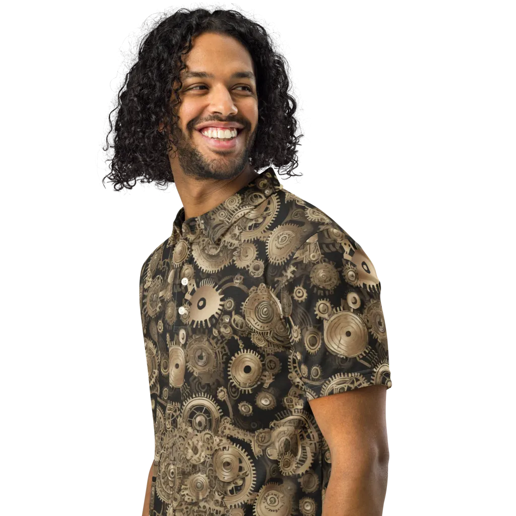 Brasswork Bloom on Men's Slim Fit Polo Shirt — Left Front