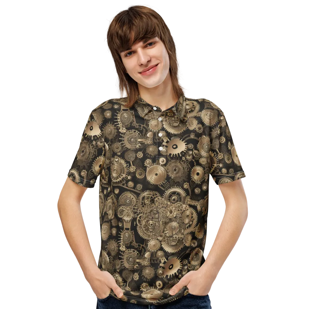 Brasswork Bloom on Men's Slim Fit Polo Shirt — Front
