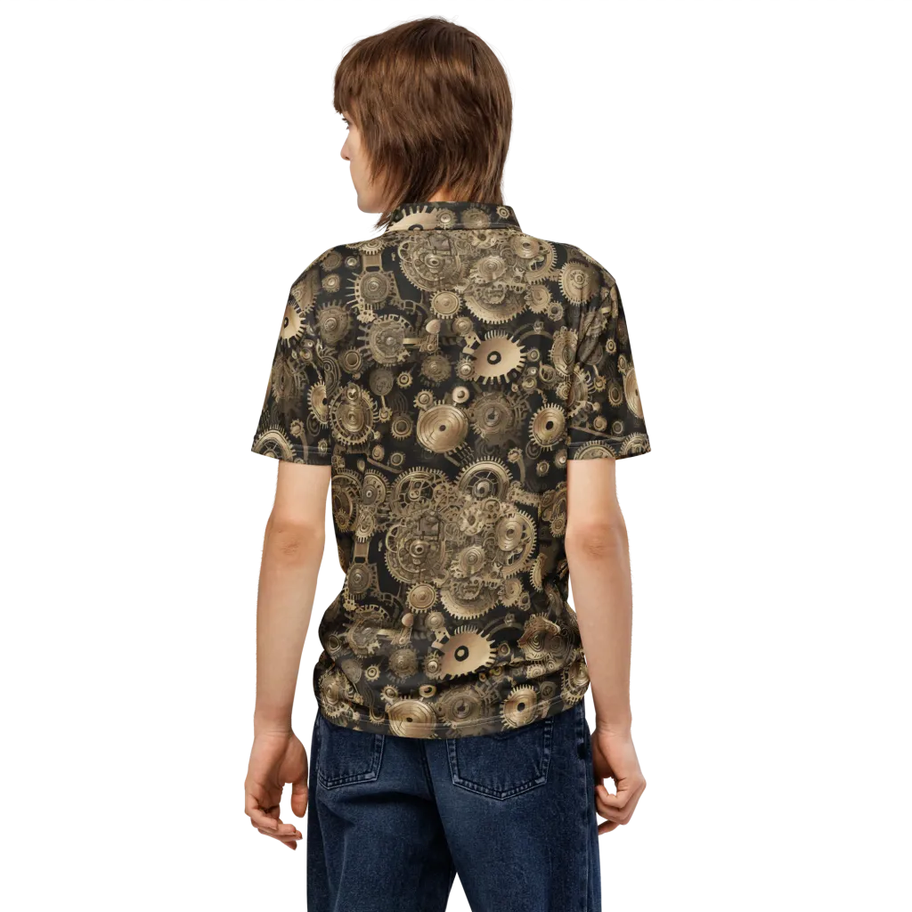Brasswork Bloom on Men's Slim Fit Polo Shirt — Back