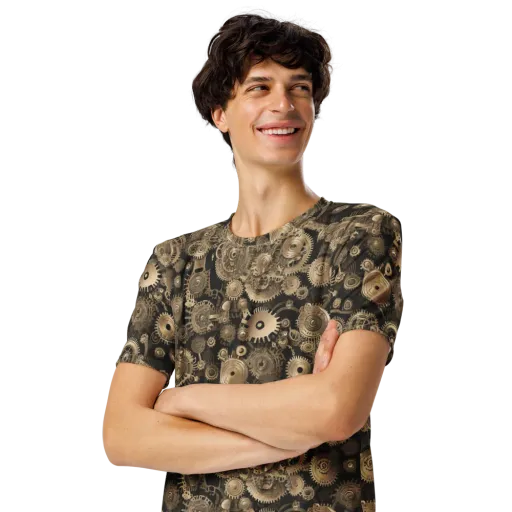 Brasswork Bloom on a Men's Crew Neck T-Shirt