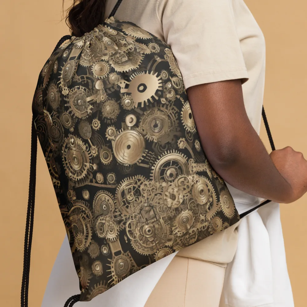 Brasswork Bloom on Drawstring Bag — Front